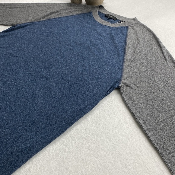 Vince Curved Hem Raglan Baseball Long Sleeve Tee (Gray/Blue) *NWT* - Picture 4 of 16